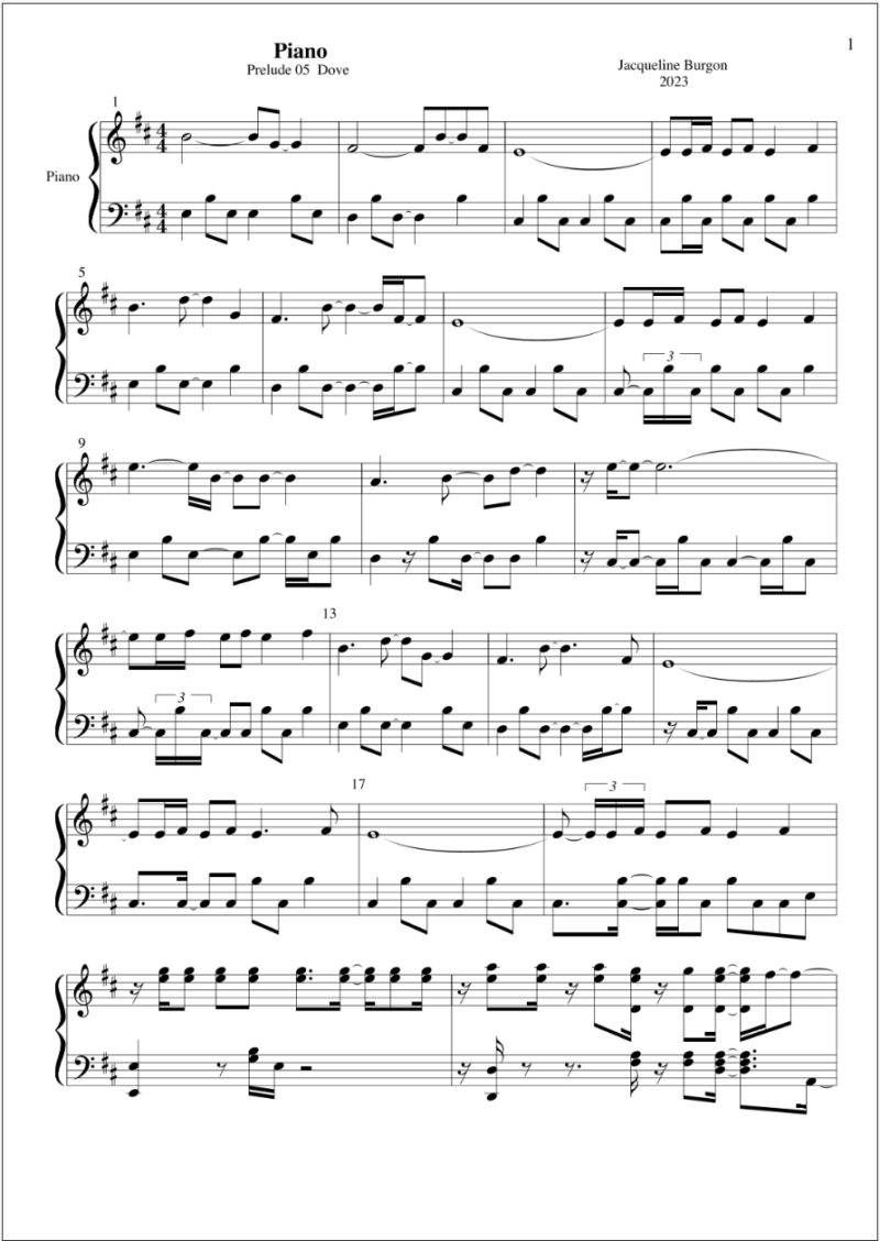 Doves piano score