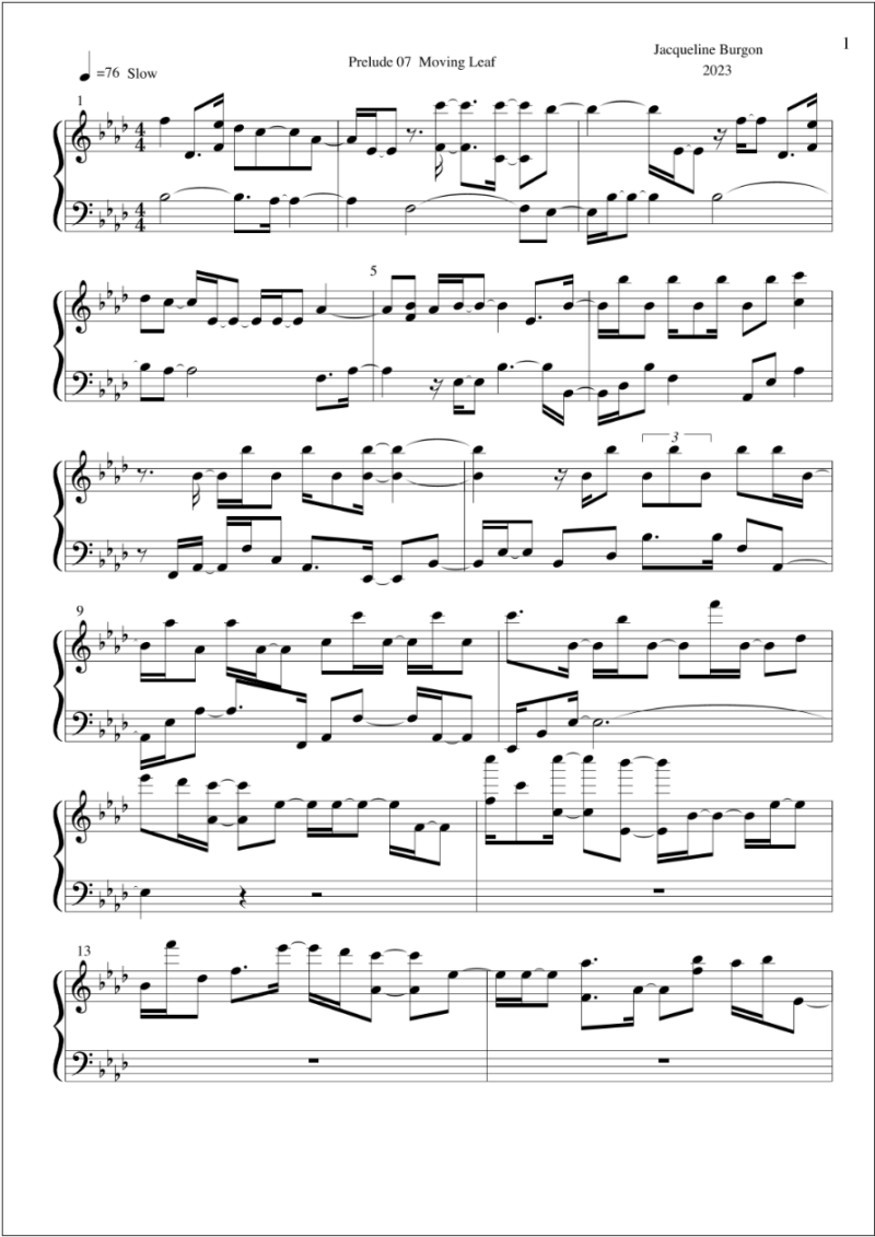 Piano Prelude 07 - Moving Leaf score